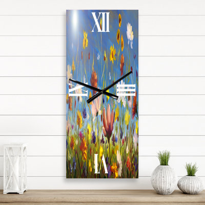 Horloge murale marguerites et fleurs sauvages en été