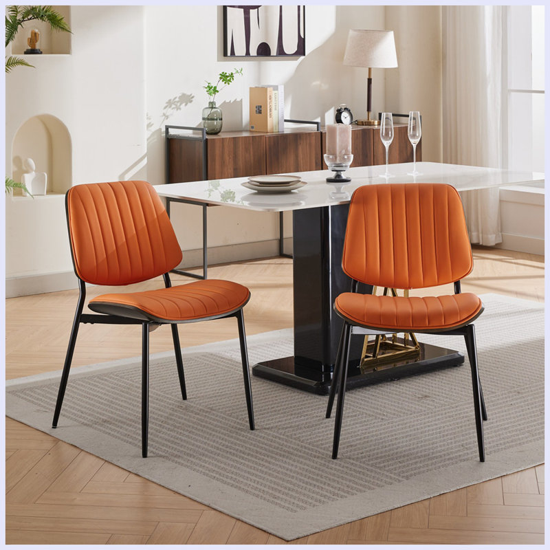 Chaises de salle à manger rembourrées Titus, Orange, 2