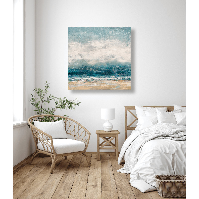 John Beard CollectionS Sand & Sun On Giclee Canvas Hand Embellished Art, 20" H x 20" W x 1.75" D, White Framed Canvas