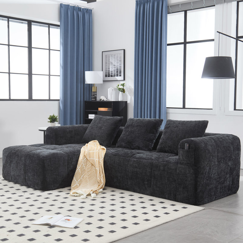98.42-Inch Modular Sectional Sofa, Modern Modular L-Shaped Sofa With Chaise Longue, Equipped With Small Side Pockets And Free Of Compression During Installation.