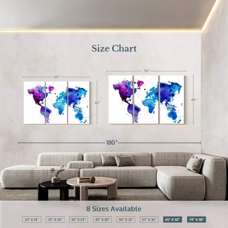 Carte du monde Aliaz Cool Hues, H 42 po x l 65 po