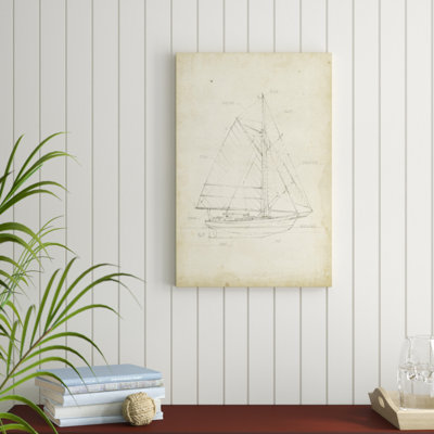 «Sailboat Blueprint III», reproduction d'art sur toile