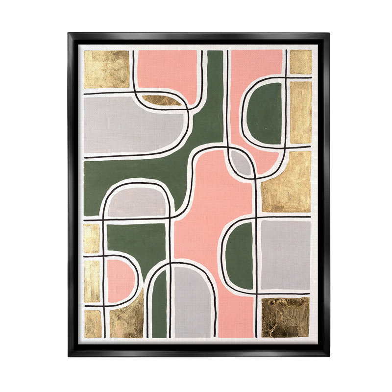 "Modern Shapes And Glam" par Michael Willett sur toile, H 31 po x l 25 po, Cadre flottant noir de jais