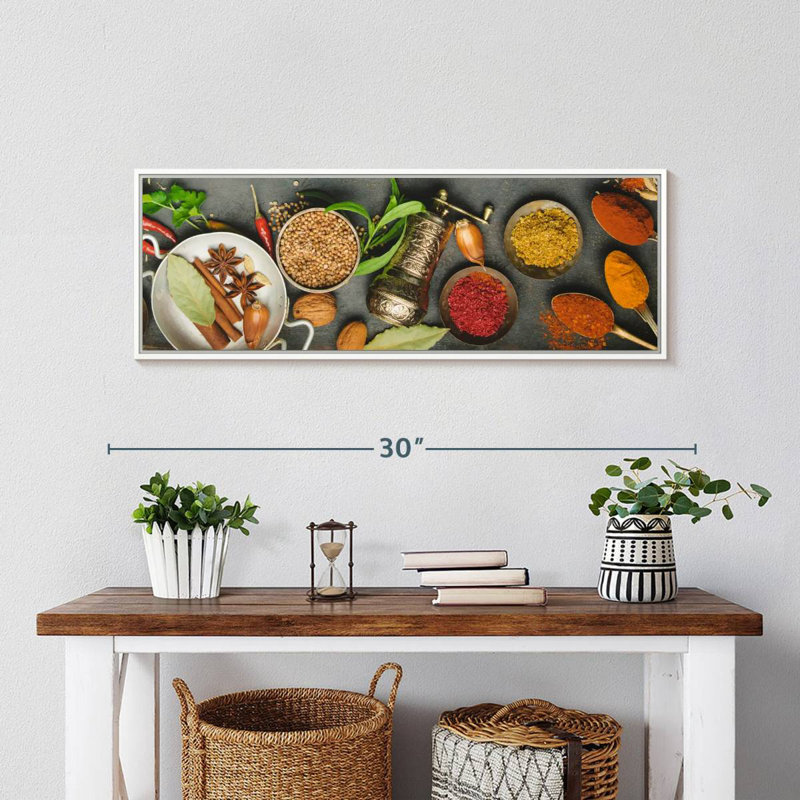 Fines herbes et épices, Cadre flottant blanc, 28 po x 10 po