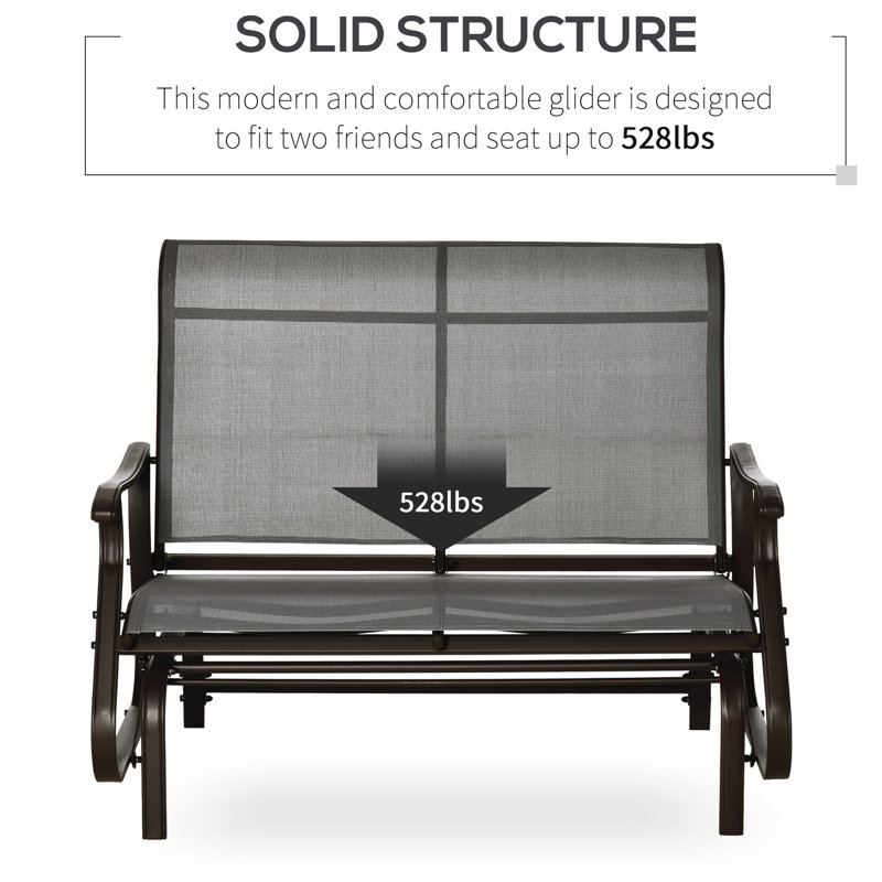Fauteuil oscillant d'extérieur, banc de patio avec structure en acier et siège gris