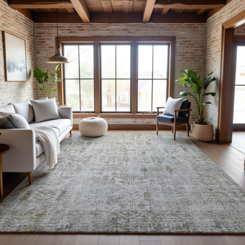 Premium Machine Washable Grafals AMF1092 Floral Rug, Rectangle 10 pi x 14 pi
