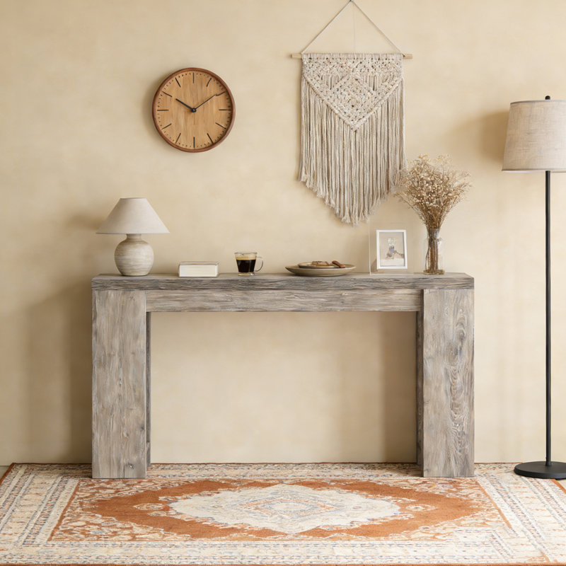 Farmhouse Wood Sofa Table Entryway Table, Gray