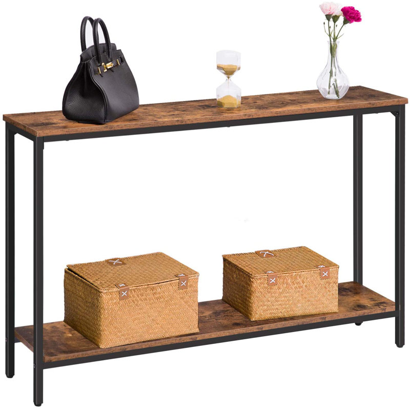 Kearria Console Table with Storage, Rustic Brown, 29.5'' H x 47.2'' W x 7.9'' D, Black