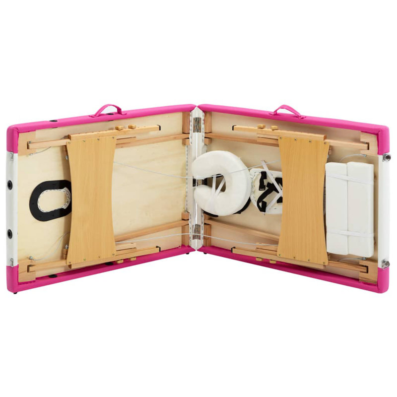 75.2'' Rectangular Adjustable Folding Table, White/Pink