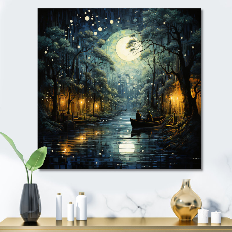 Canaux dramatiques bleu sarcelle haut, Toile tendue, H 30 po x l 30 po x P 1 po