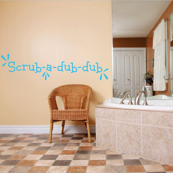 Décalcomanie murale scrubdubdub, Bleu pastel, H 10 po x l 40 po x P 0,16 po