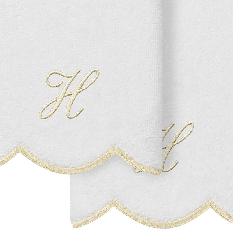  Ensemble de serviettes 100% coton turque ADORNIA, H, Blanc / beige, Ensemble de 2 serviettes à doigts