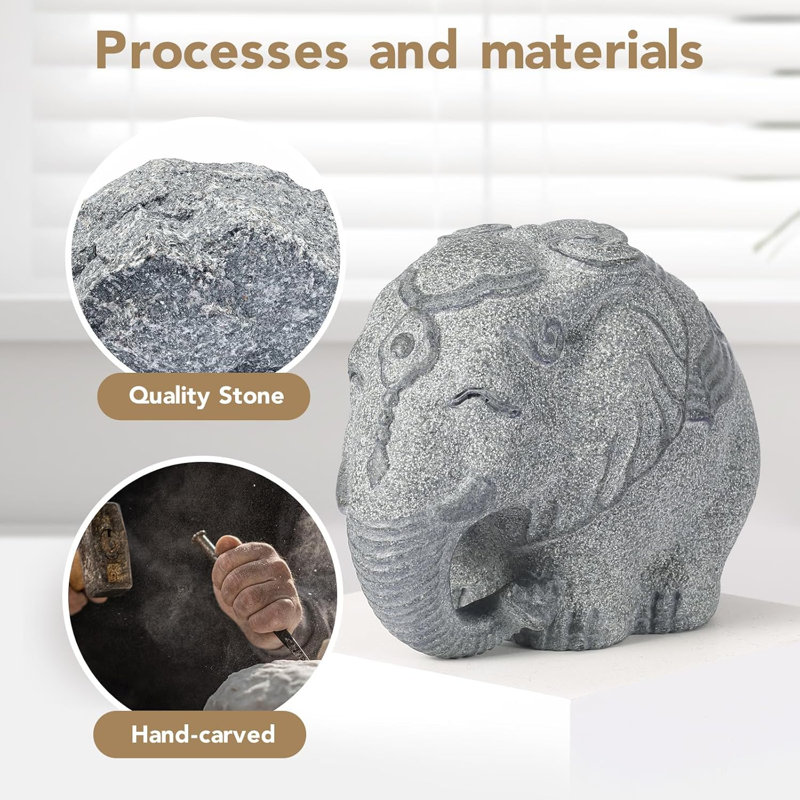 Hand-carved Stone Baby Elephant Statue