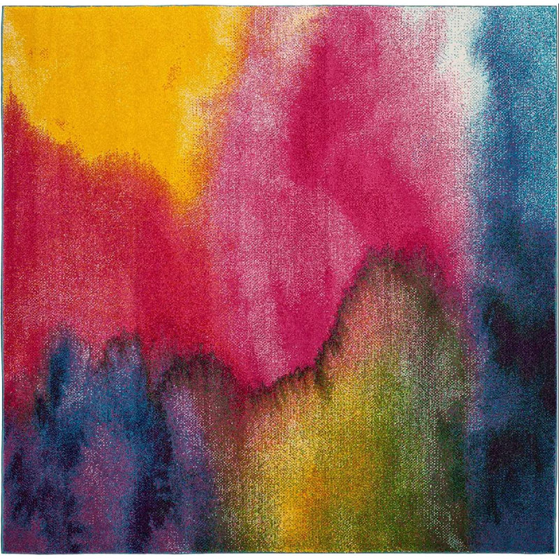 Tapis rose / mauve Clara, Carré 6 pi 7 po