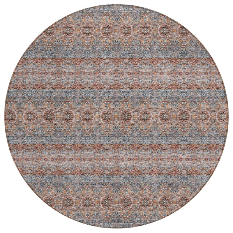 Everlee Washable Ikat Indoor / Outdoor Rug, Round 8'