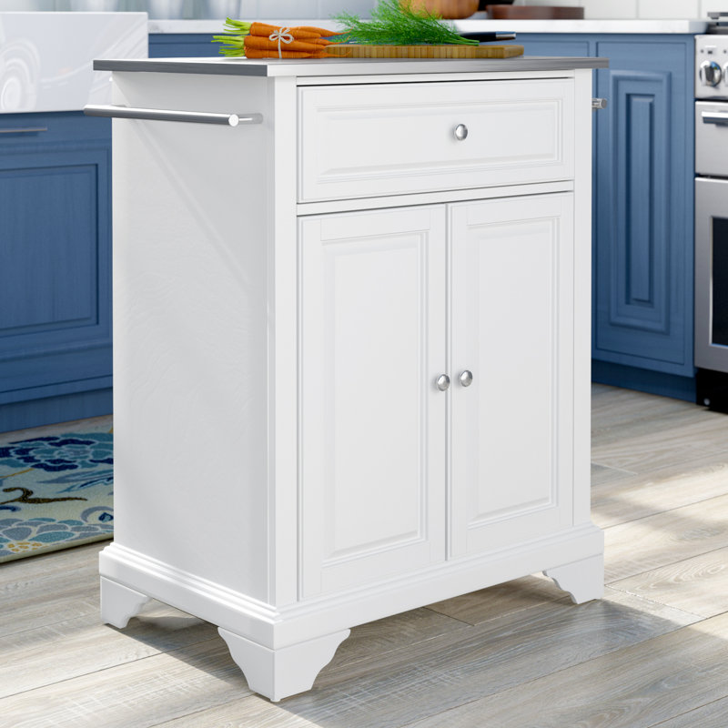 Chariot de cuisine avec plateau en acier inoxydable Hedon, Blanc
