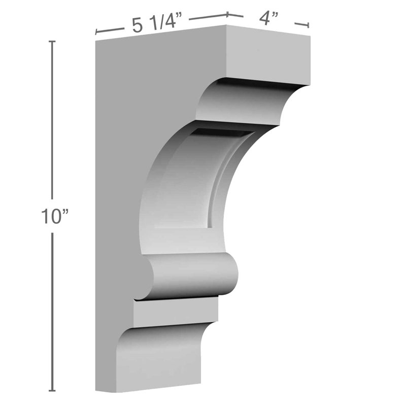 Endurathane Diane Bracket, 4"W x 5 1/4"D x 10"H, Factory Primed, 10"H x 4"W x 5.25"D