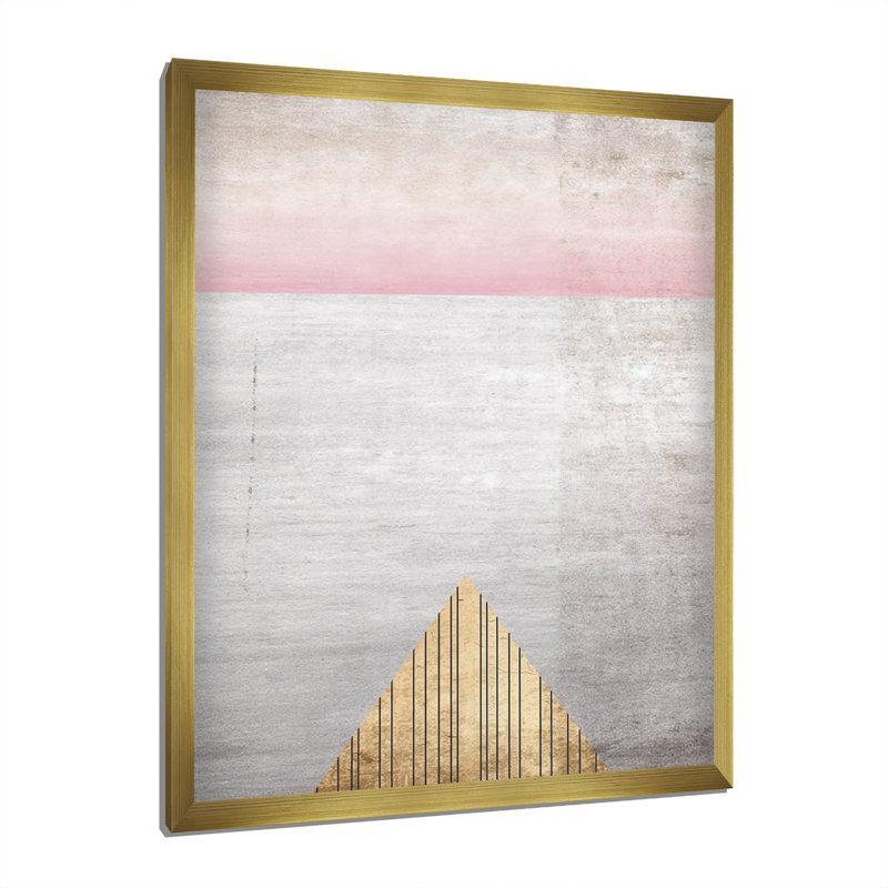 «Pink Gray Visions», impression géométrique sur toile, Cadre doré à une seule photo, H 32 po x l 16 po