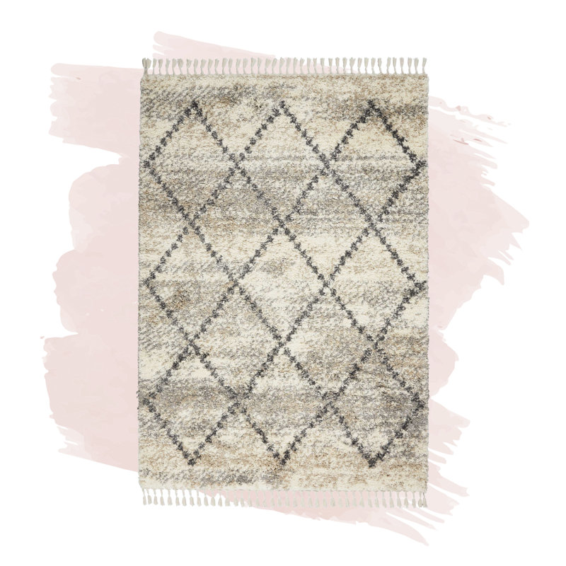 Geometric Shag Area Rug, Rectangle 122 x 183cm