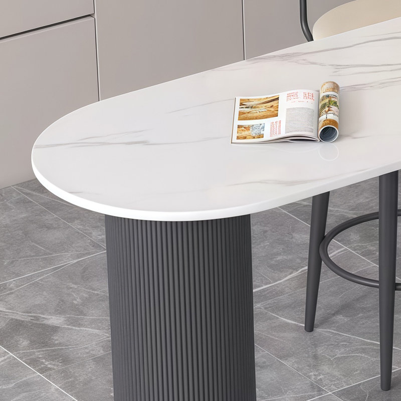 Table de bar moderne et simple, Blanc, Noir, H 41,30 po x L 55,10 po x l 15,70 po