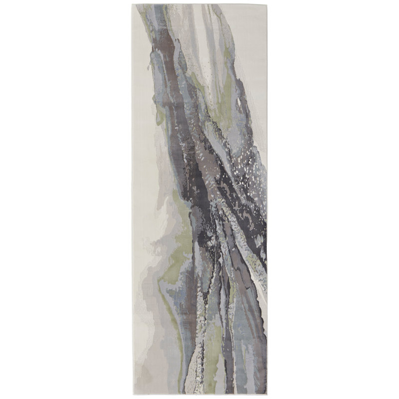 Tapis en polypropylène à motif abstrait industriel Takara, Tapis de couloir 2 pi 9 po x 7 pi 10 po