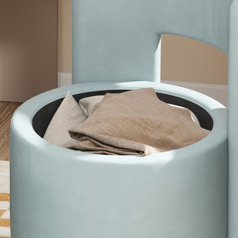 Chaise pivotante rembourrée à 360 degrés avec fonction de rangement, Similicuir bleu