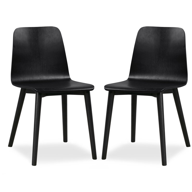 18.5'' H Oak Side Chair, Black
