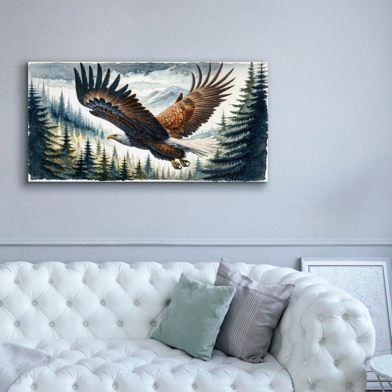 «Soaring Bald Eagle 1» par Rey Klimt, art mural sur toile, H 30 po x l 60 po x P 1,5 po
