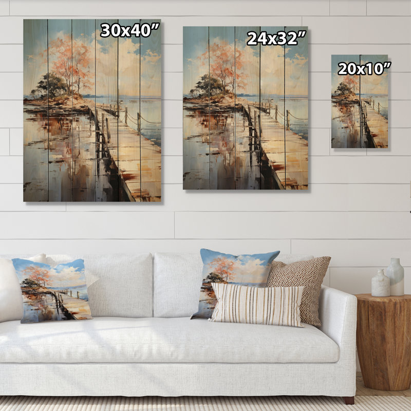 Jetée et quai de bord de mer I sur bois, H 20 po x l 10 po x P 0,78 po