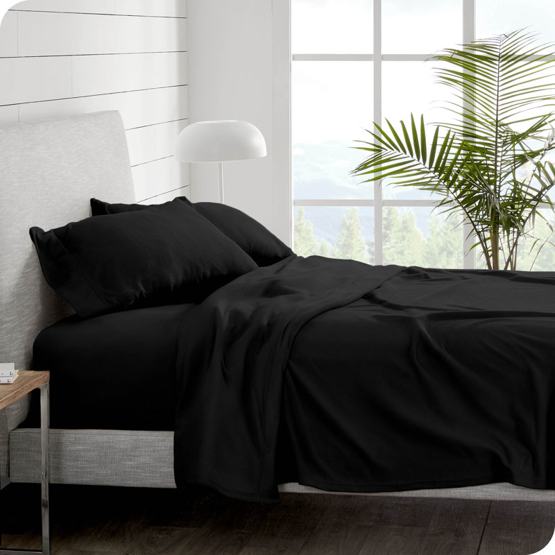 Premium Ultra Soft Polar Fleece Sheet Set, King Sheet Set, Black