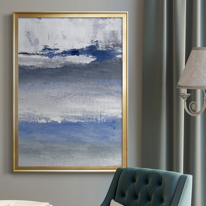 «Soft Solace Indigo», peinture sur toile encadrée, H 26,5 po x l 36,5 po x P 1,5 po, Or