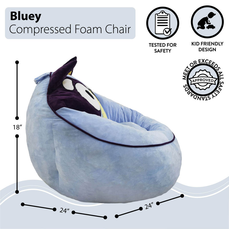 Bluey Kids Foam Filled Bean Bag Chair, Decorative Lounge Chair for Kids