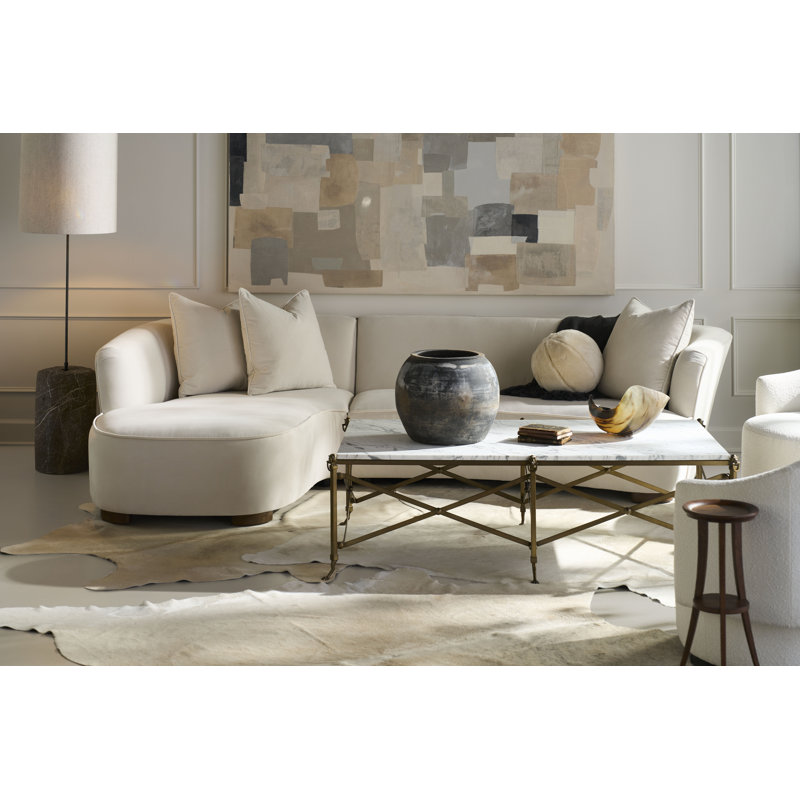 Haussman Chaise Sectional, Parchment Polyester 71582L14