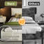 Très grande base de lit avec très grande tête de lit mobile rembourrée, lit tapissier en chenille avec coin rond, support double en lattes de bois massif et métal, pas de sommier nécessaire, beige / blanc-121081637