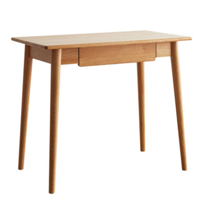 Bureau d'ordinateur en bois massif avec tiroir - Table d'étude / de travail en chêne naturel, mince 100 x 50 cm | Idée de cadeau