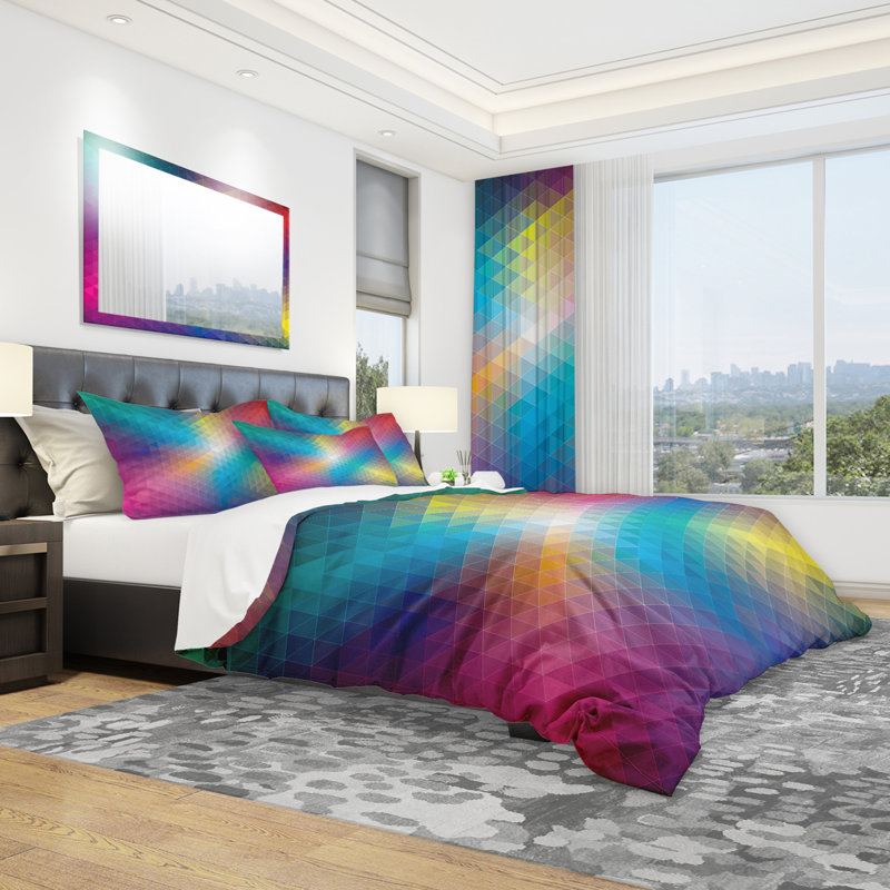 Twin Multicolor Geometric Microfiber Duvet Cover Set