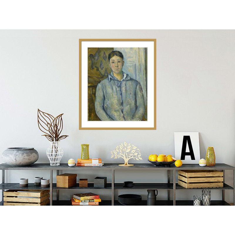 «Madame Cezanne in Blue» par Paul Cézanne, impression giclée encadrée, H 39,48 po x l 33,5 po