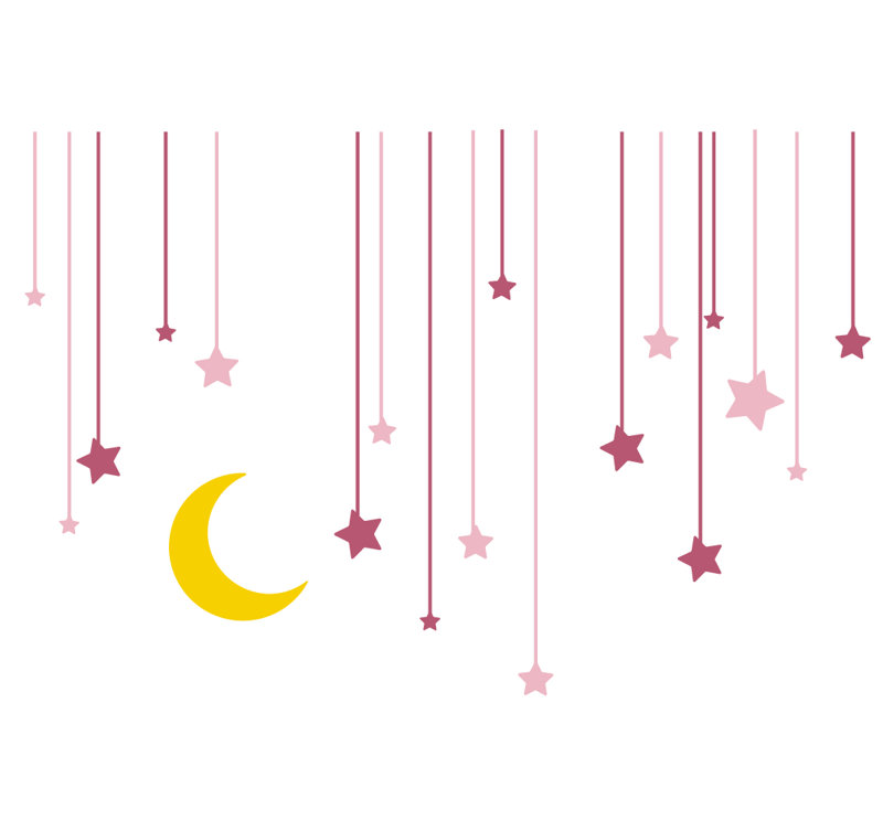 Décalcomanie murale étoiles suspendues, Rose / Jaune, H 40 po x l 60 po x P 0,01 po