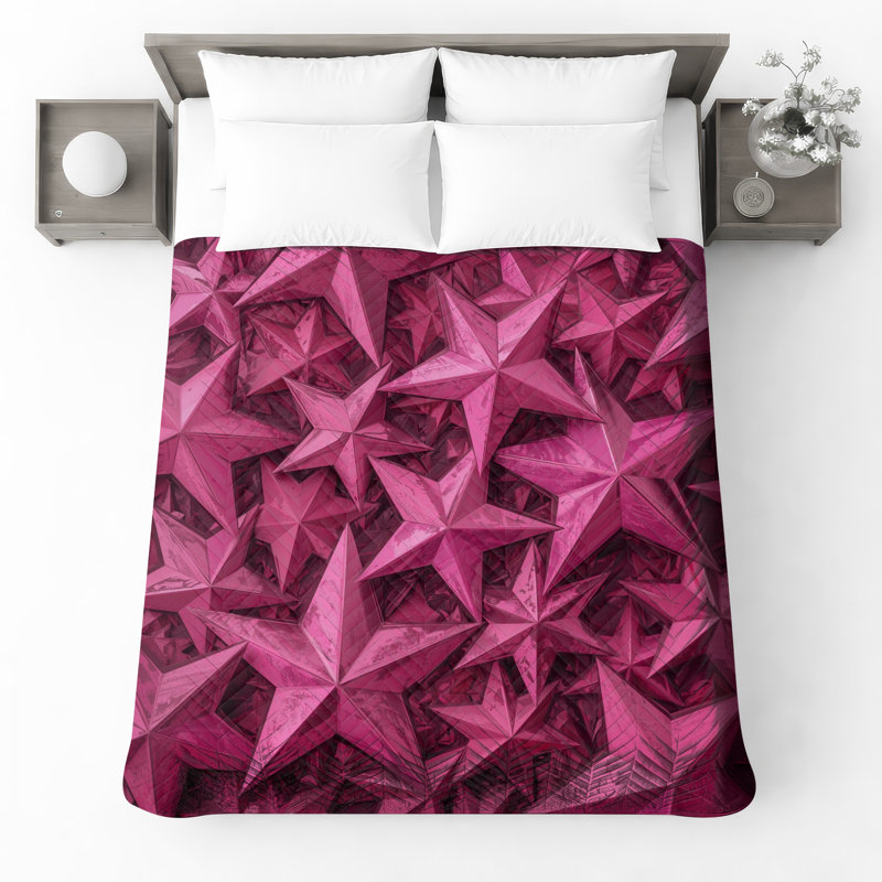 Couvre-lit matelassé rose à étoiles métalliques toutes tailles, Grand lit