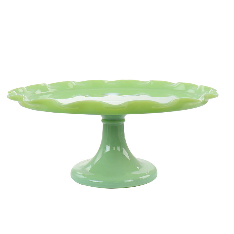 Présentoir à gâteaux en verre Jadeite