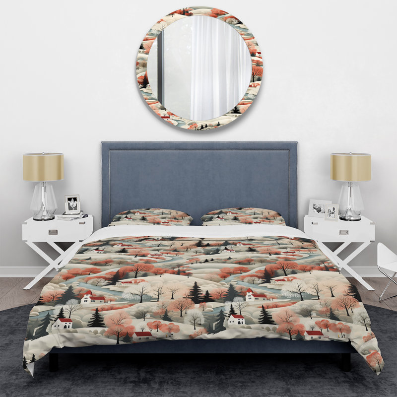 Ensemble de housse de couette Autumn Scenery Scandinavian, Housse de couette simple + 1 taie décorative stan