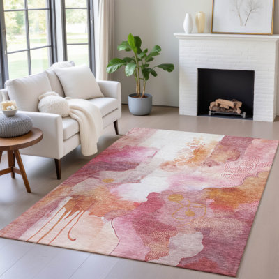 Tapis intérieur / extérieur rose lavable à la machine