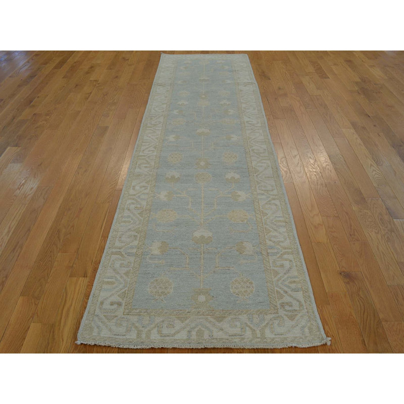Tapis bleu / brun noué à la main Pomegranate Samarkand