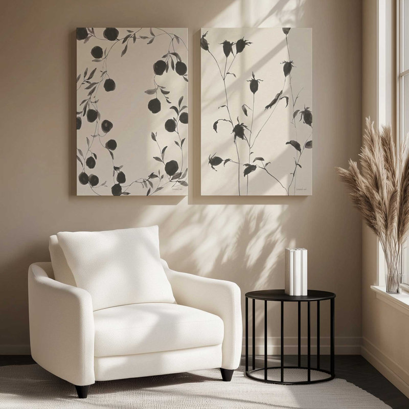 «Black Ink Botanicals», ensemble de 2, H 18 po x l 24 po, Toile tendue