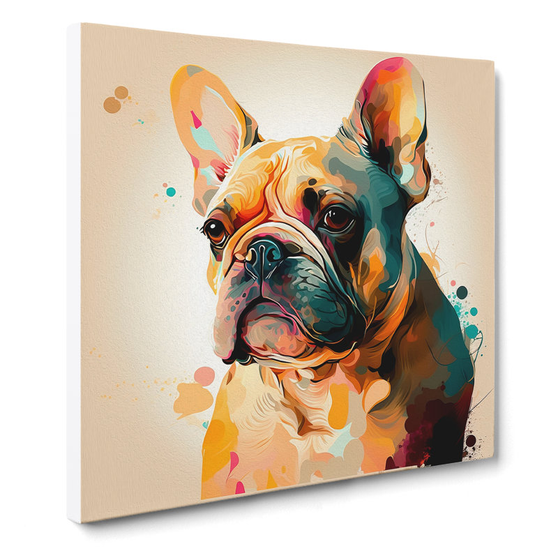 French Bulldog Gestural Art - Wrapped Canvas