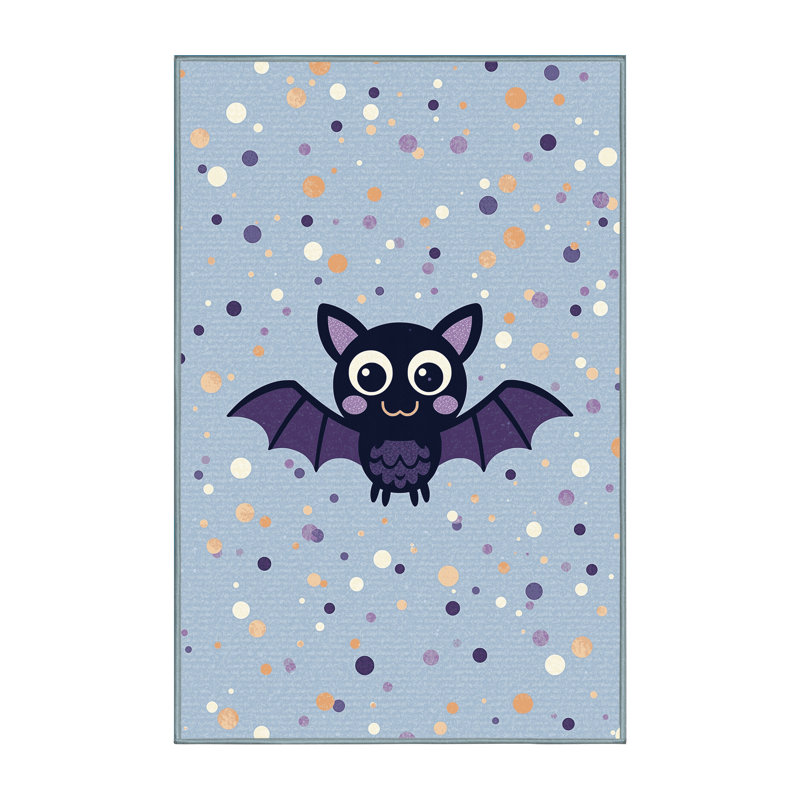 Machine Washable Collingswood Halloween Modern & Contemporary Abstract Rug in Blue – SkyBlue Binding, 5x8