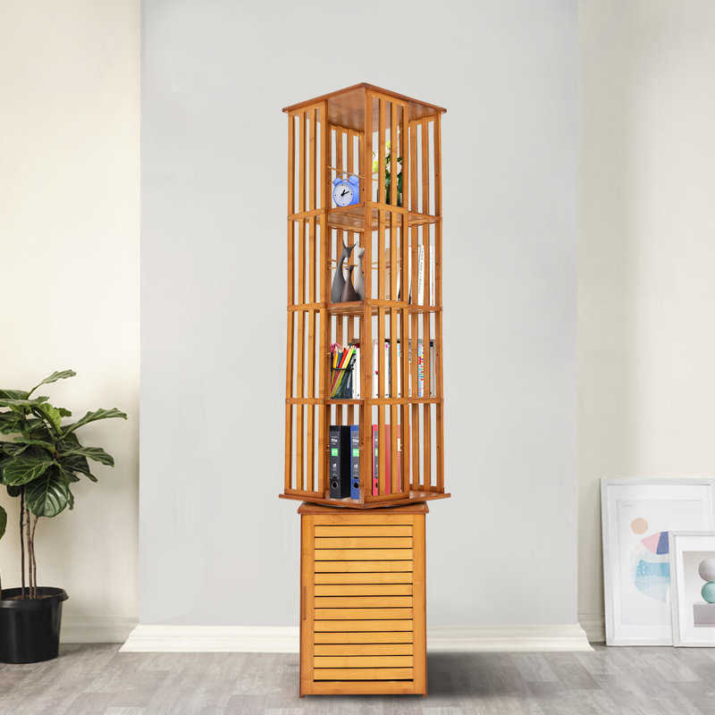 360° Rotating Bamboo Bookshelf, Brown