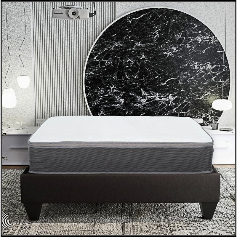 12 po Matelas hybride moelleux dans une boîte, matelas à ressorts ensachés et mousse viscoélastique imprégnée de gel, soulagement de la pression, technologie de refroidissement