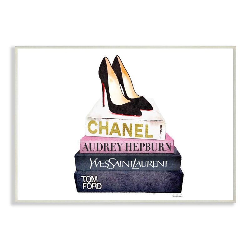 « mode book set black pump talons », impression, 10 po x 15 po, Plaque murale