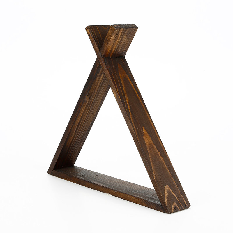 Triangle Solid Wood Floating Shelf with Adjustable Shelves